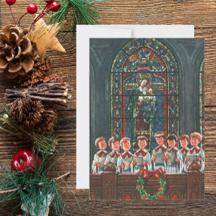 Vintage Noël Enfants Chanter Chorale Invitation