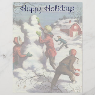 Vintage Noël, Enfants Snowball combat