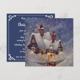 Vintage Noël hiver Fête de neige Invitation