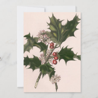 Vintage Noël, Holly et Berries Invitation