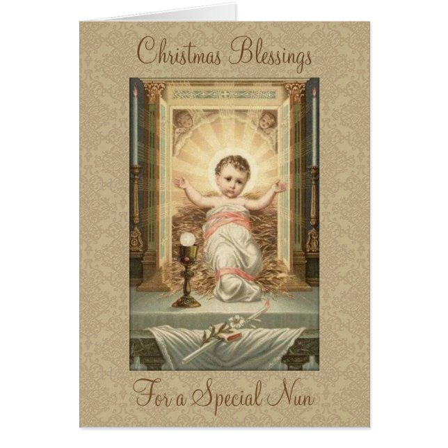 Vintage Noël  Jésus bébé Tabernacle Religieuse (Devant)