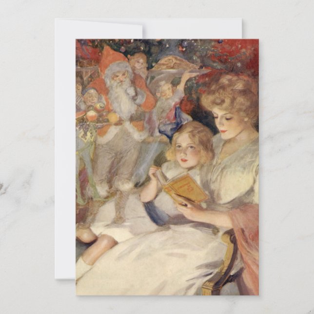 Vintage Noël, mère et fille Invitation (Devant)