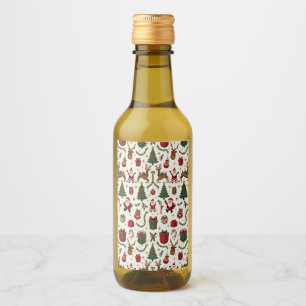 Vintage Noël Mini bouteille de vin Étiquette