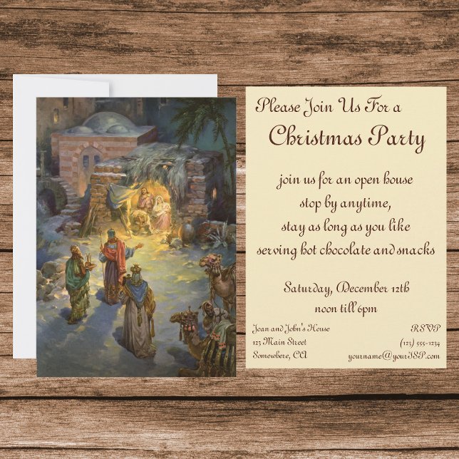 Vintage Noël Nativité Magi Invitation (Créateur téléchargé)