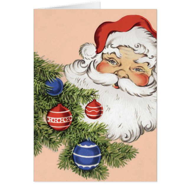 Vintage Noël Père Noël avec Arbre (Devant)