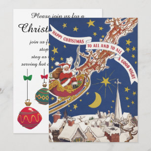 Vintage Noël Père Noël en Sleigh Invitation