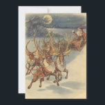 Vintage Noël Père Noël Reindeer Invitation<br><div class="desc">Illustration vintage Victorian Joyeux Noël scène avec le Père Noël et ses rennes livrant des jouets le soir de Noël. Père Noël survole la neige pendant une nuit d'hiver fraîche avec une pleine lune dans le ciel.</div>