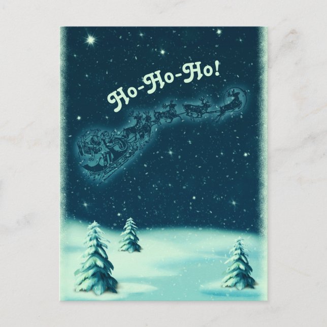 Vintage Noël Père Noël Sleigh hiver Invitation (Devant)