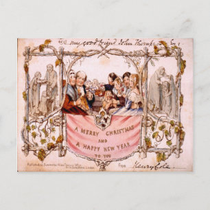 Vintage Noël, Première carte de Noël 1843