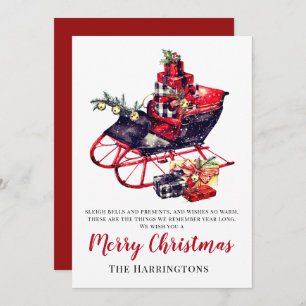 Vintage Noël Red Sleigh Salutation victorienne