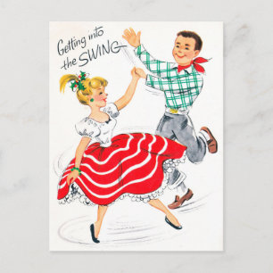 Vintage Noël rétro couple Carte postale de vacance