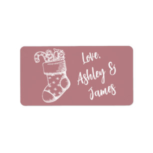 Vintage Noël Script Dusty Rose Étiquette cadeau