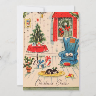 Vintage Noël Séjour Salle de séjour Scène Carte de