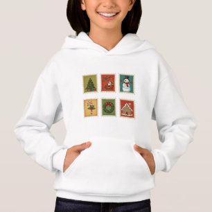Vintage Noël Timbres Sweat - shirt à capuche