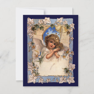 Vintage Noël Victorien Angel Bells Invitation