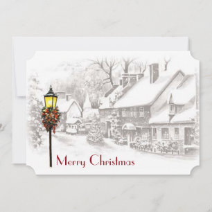 Vintage Noël Ville Fête Invitation