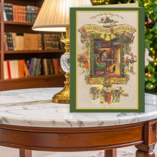 Vintage Noël Voeux Fold Carte