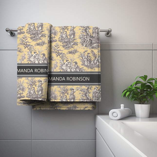 Vintage noir jaune toile de jouy imprimé (Créateur téléchargé)