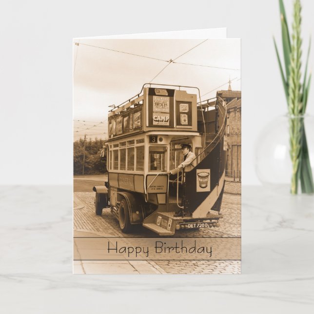 Vintage, Nostalgie, Carte d'Anniversaire Rétro - V (Devant)