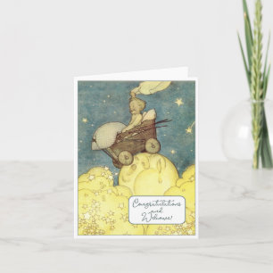 Vintage Nouveau bébé Félicitations Carte Plat