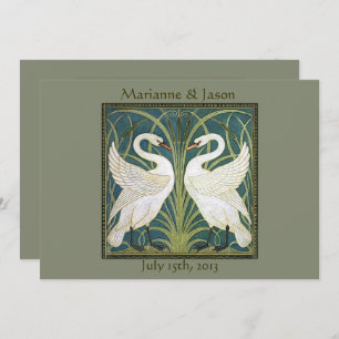 Vintage Nouveau Swans Faire-part de mariage 5