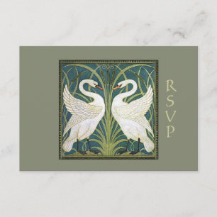 Vintage Nouveau Swans Mariage RSVP Card 2
