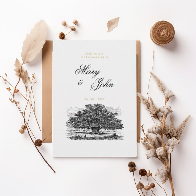 Vintage Oak Tree Elegant Save the Date Invitation (Créateur téléchargé)