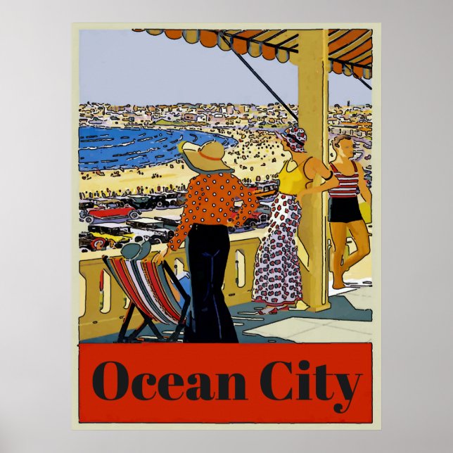 Vintage Ocean City, modifier le texte, Poster (Devant)