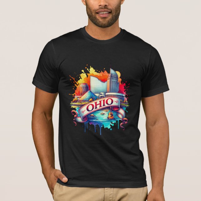 Vintage Ohio Map T-Shirts – Retro us state (Devant)