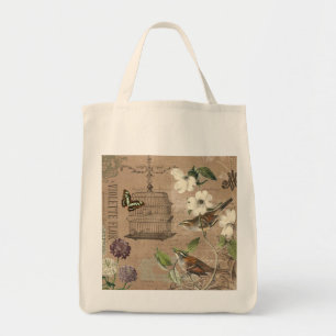 Vintage oiseaux français et sac fourre-tout de jar
