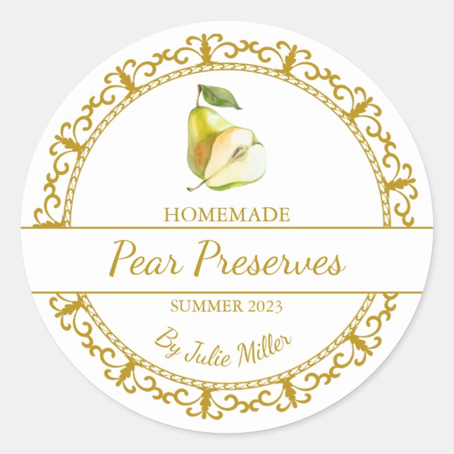 Vintage or fait maison Pear Preserve Étiquette (Devant)