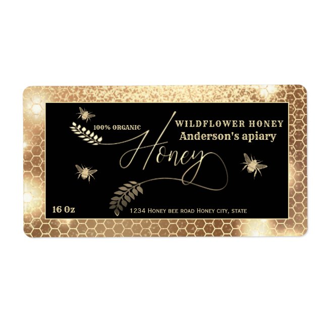 Vintage or miel script miel jocar étiquette (Devant)