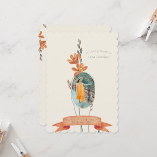 Vintage Orange Floral Photo Funeral Programme