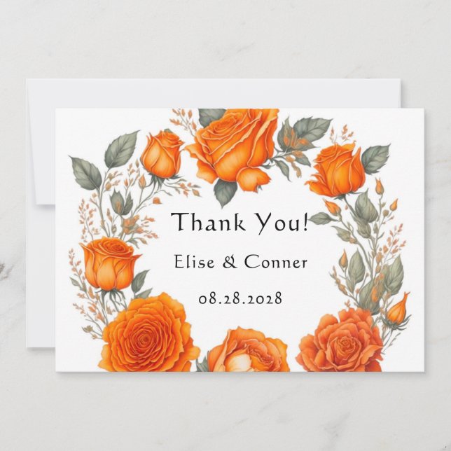 Vintage Orange Peonies Mariage Merci Cartes (Devant)