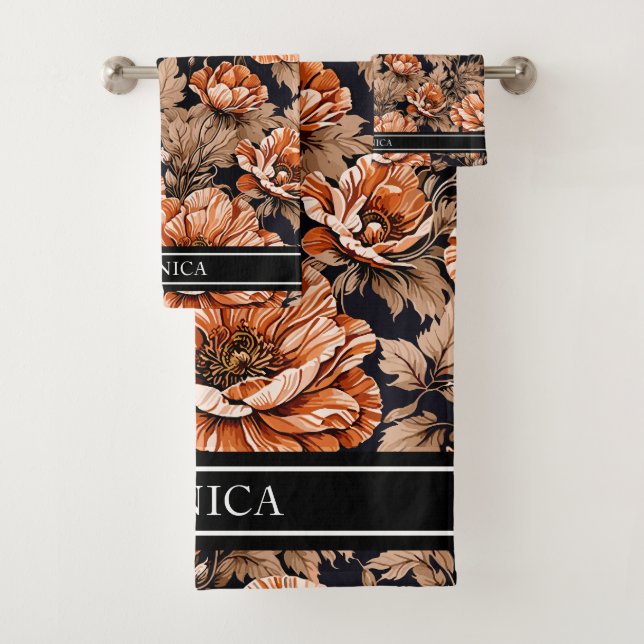 Vintage Orange Poppy Nom floral Noir (En situation)