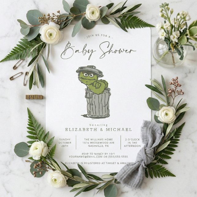 Vintage Oscar le Grouch Baby shower Invitation (Créateur téléchargé)