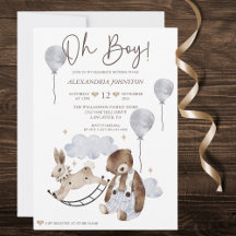 Vintage ours bébé garçon douche Invitation