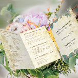 Vintage Paisley Peacock Colours Programme de maria<br><div class="desc">Vintage Paisley Peacock Mariage damassé Programme Paisley Peacock Mariage. Gold Green Blue Cuivre Turc Paisley Peacock Mariage. Parfait pour le thème Mariage Peacock Gatsby Roaring 20s ou anglais Cottagecore esthétique.</div>