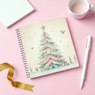 Vintage pâle Joyeux Carnet en spirale de Noël