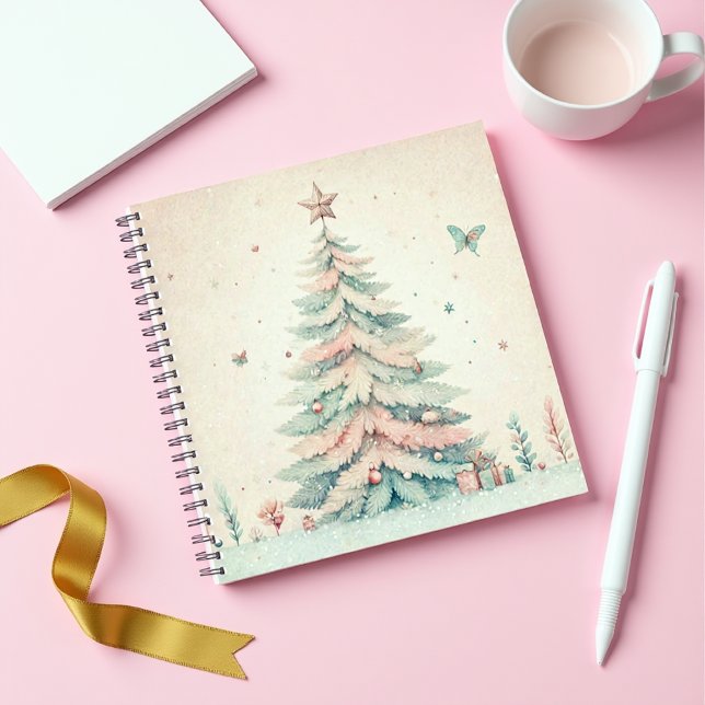 Vintage pâle Joyeux Carnet en spirale de Noël (Vintage Christmas Tree Watercolor Holiday Journal)