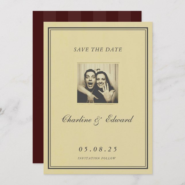Vintage Paper Nostalgic Photoautomat Save the Date (Créateur téléchargé)
