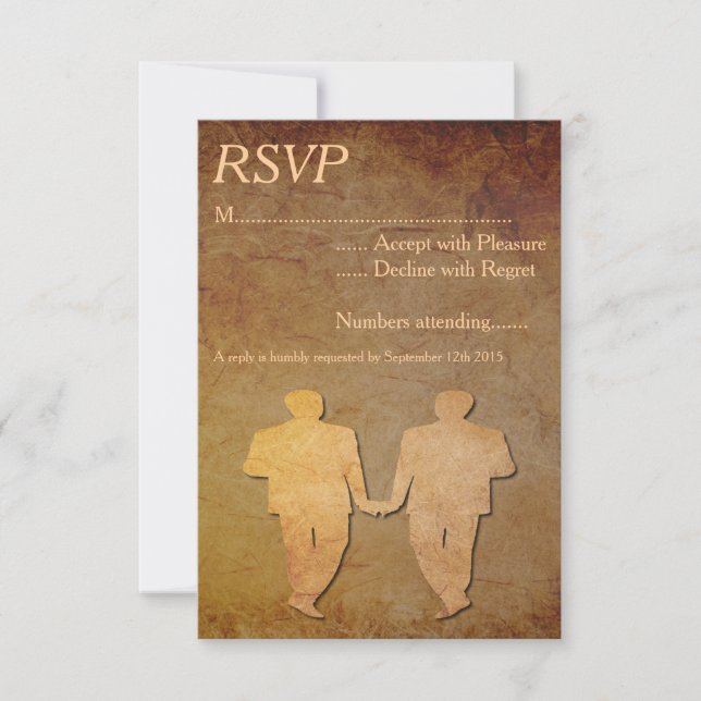 Vintage Papier superposition Gay Mariage RSVP (Devant)