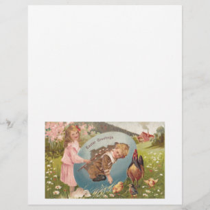 Vintage Pâques Victorienne fille et garçon