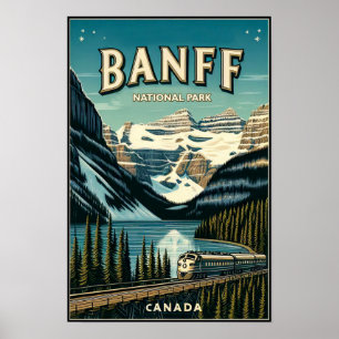 Vintage Parc national Banff Canada Affiche tourist