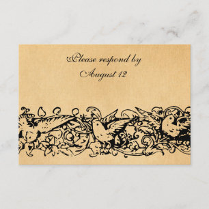Vintage Parchemin RSVP avec enveloppes