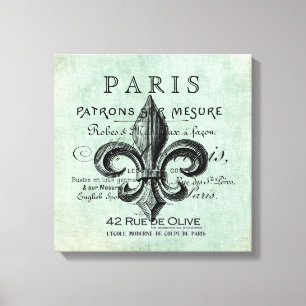 Vintage Paris fleur de lis toile étirée