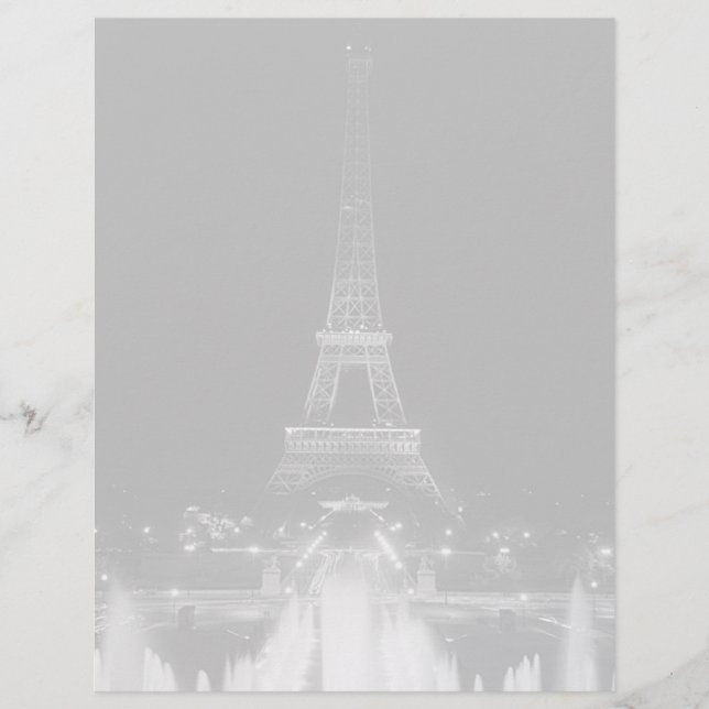 Vintage Paris Fontains Tour Eiffel nuit (Devant)