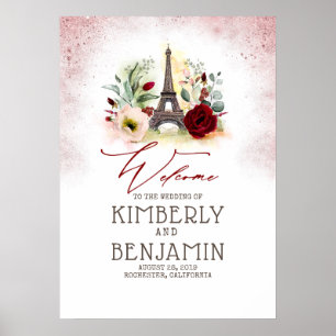 Vintage Paris Tour Eiffel Affiche de bienvenue Mar