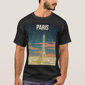 Vintage Paris Travel Tour Eiffel T-shirt nuit