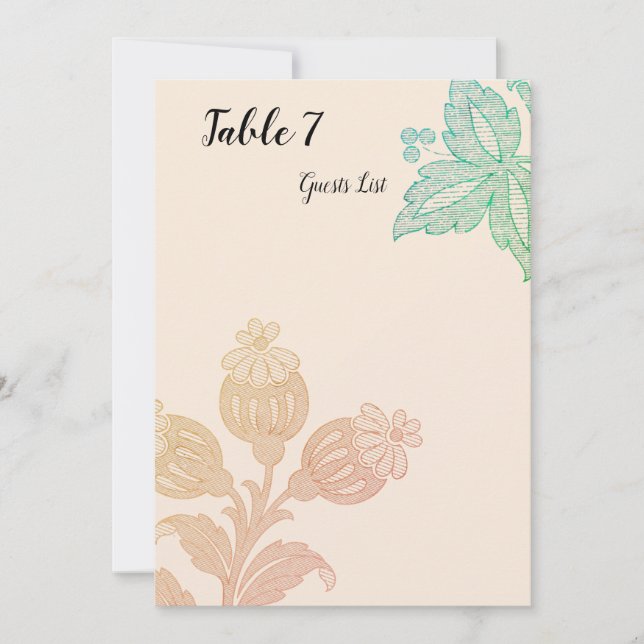 Vintage Pastel Floral Pêche Mariage vert (Devant)